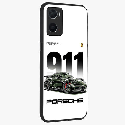 911 Turbo Dominance Glass Case upright perspective showcasing powerful racing design and modern automotive aesthetic.
