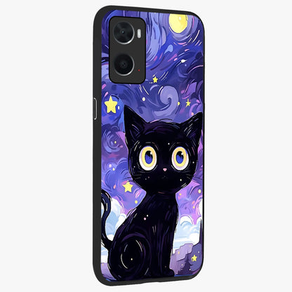 Abstract Cat Art Glass Case upright view showcasing creative feline illustration and aesthetic artistic style.