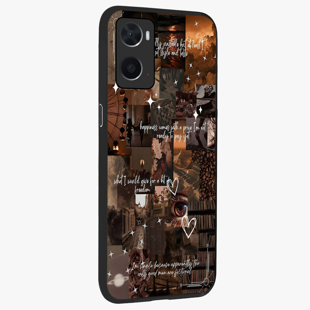 Bittersweet Aesthetic Chaos Glass Case upright view showcasing bold artistic chaos design with modern aesthetic style.
