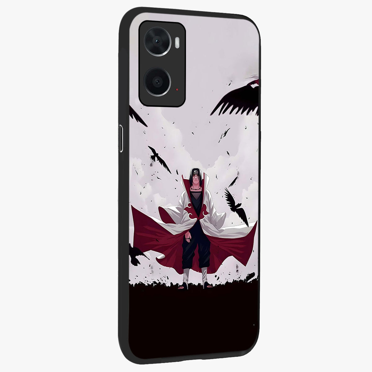 Crimson Crow Ascension Glass Case upright view showcasing dramatic crow artwork with bold gothic theme.
