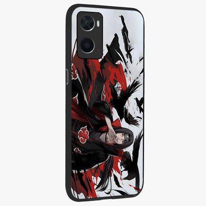 Crimson Crow Illusion Glass Case upright view showcasing striking crow illusion artwork with intense crimson theme.