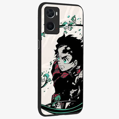 Demon Slayer Glass Case upright view showcasing powerful anime artwork with intense warrior theme.
