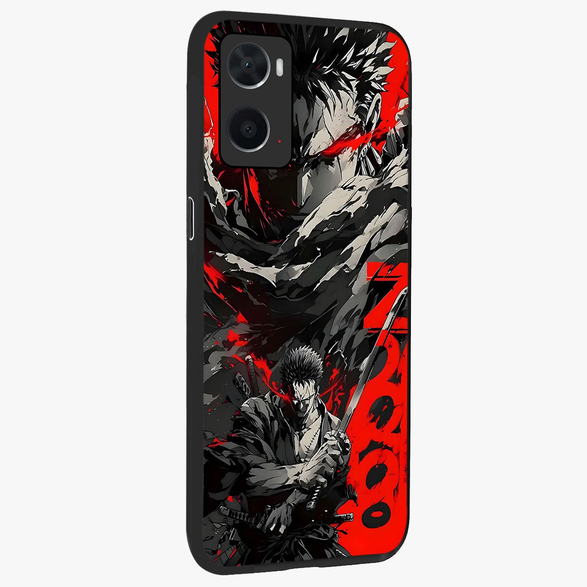 Demon Sword Resolve Glass Case upright view showcasing dramatic warrior artwork with intense battle theme.