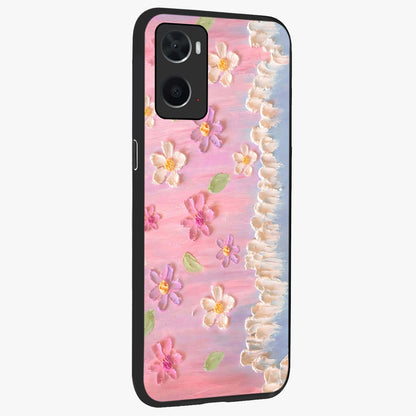 Dreamy Painted Garden Glass Case upright view showcasing vibrant floral garden artwork with artistic nature theme.