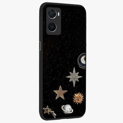 Galactic Charm Glow Glass Case upright view showcasing glowing cosmic charm artwork with magical celestial style.