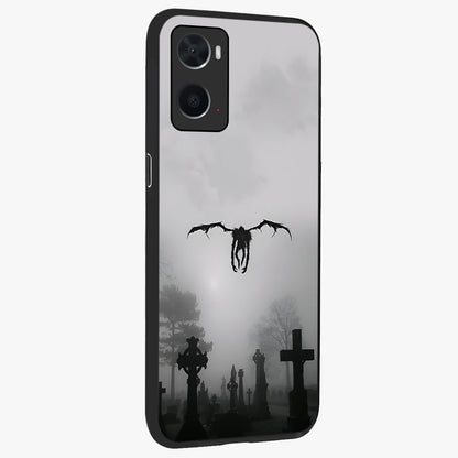 Graveyard Shadow Descent Glass Case upright view showcasing haunting graveyard artwork with dramatic dark theme.