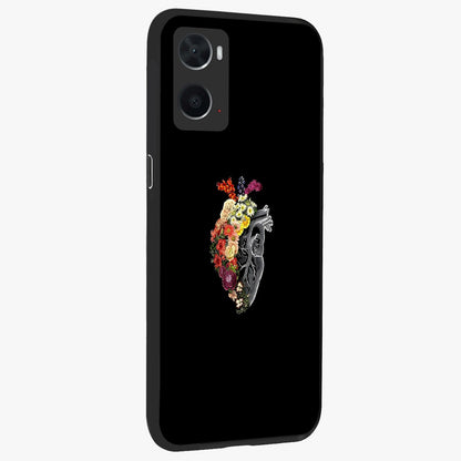 Heart With Flowers Glass Case upright view showcasing decorative heart and floral artwork with sweet romantic theme.