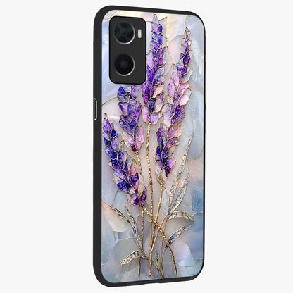 Lavender Dream Glow Glass Case upright view showcasing radiant lavender glow artwork with calming dreamy theme.