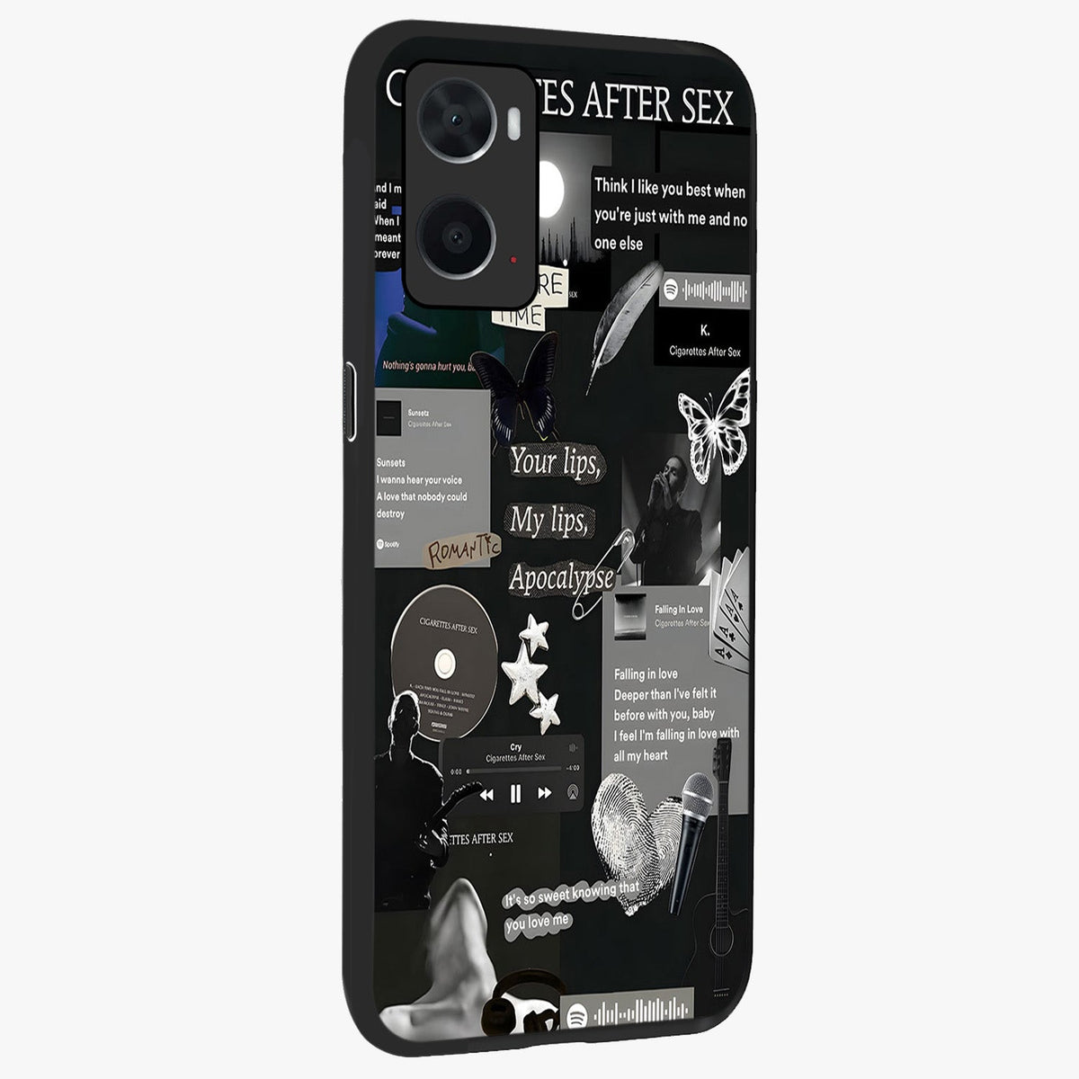 Midnight Love Echo Glass Case upright view showcasing expressive romantic artwork with dreamy midnight theme.