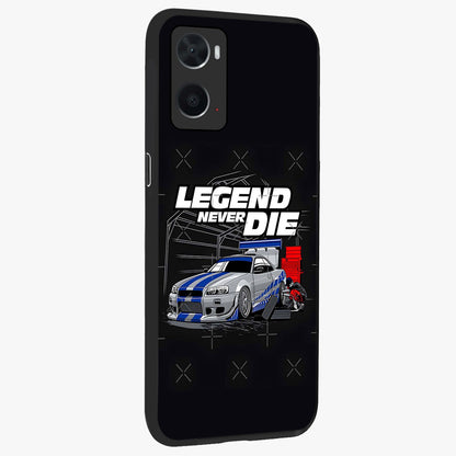 Midnight Racing Legacy Glass Case upright view showcasing powerful racing artwork with modern sports theme.