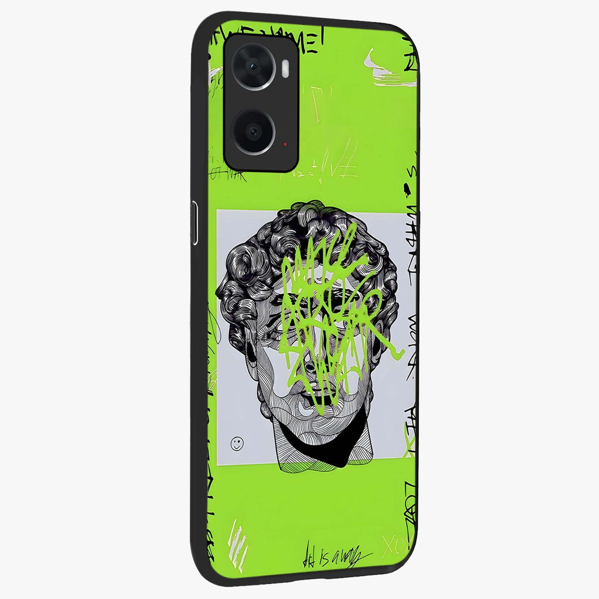 Neo Graffiti Rebellion Glass Case upright view showcasing colorful graffiti artwork with bold modern street style.