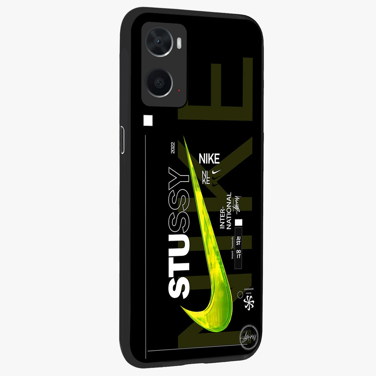 Neon Street Edition Glass Case upright view showcasing colorful neon artwork with modern street culture theme.