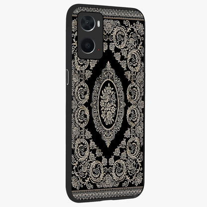 Noir Bloom Elegance Glass Case upright view showcasing graceful floral artwork with luxurious dark theme.