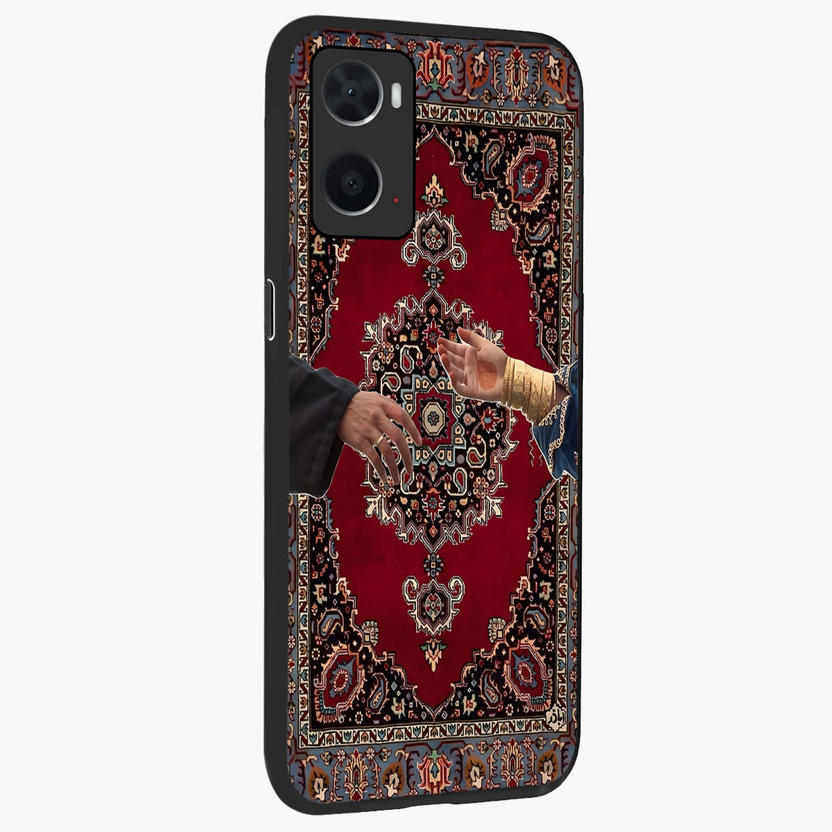 Royal Touch Reach Glass Case upright view showcasing stylish royal inspired artwork with graceful theme.