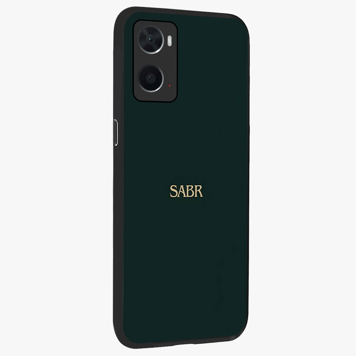 Sabr Minimal Patience Glass Case upright view showcasing calm minimalist artwork with motivational patience theme.