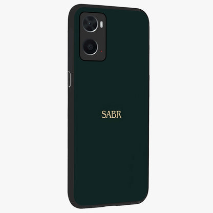 Sabr Minimal Patience Glass Case upright view showcasing calm minimalist artwork with motivational patience theme.