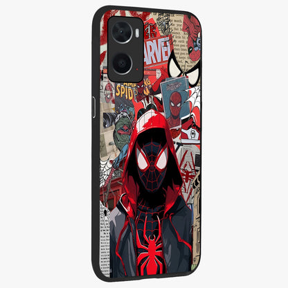 Spider Collage Street Glass Case upright view showcasing bold superhero artwork with urban street theme.