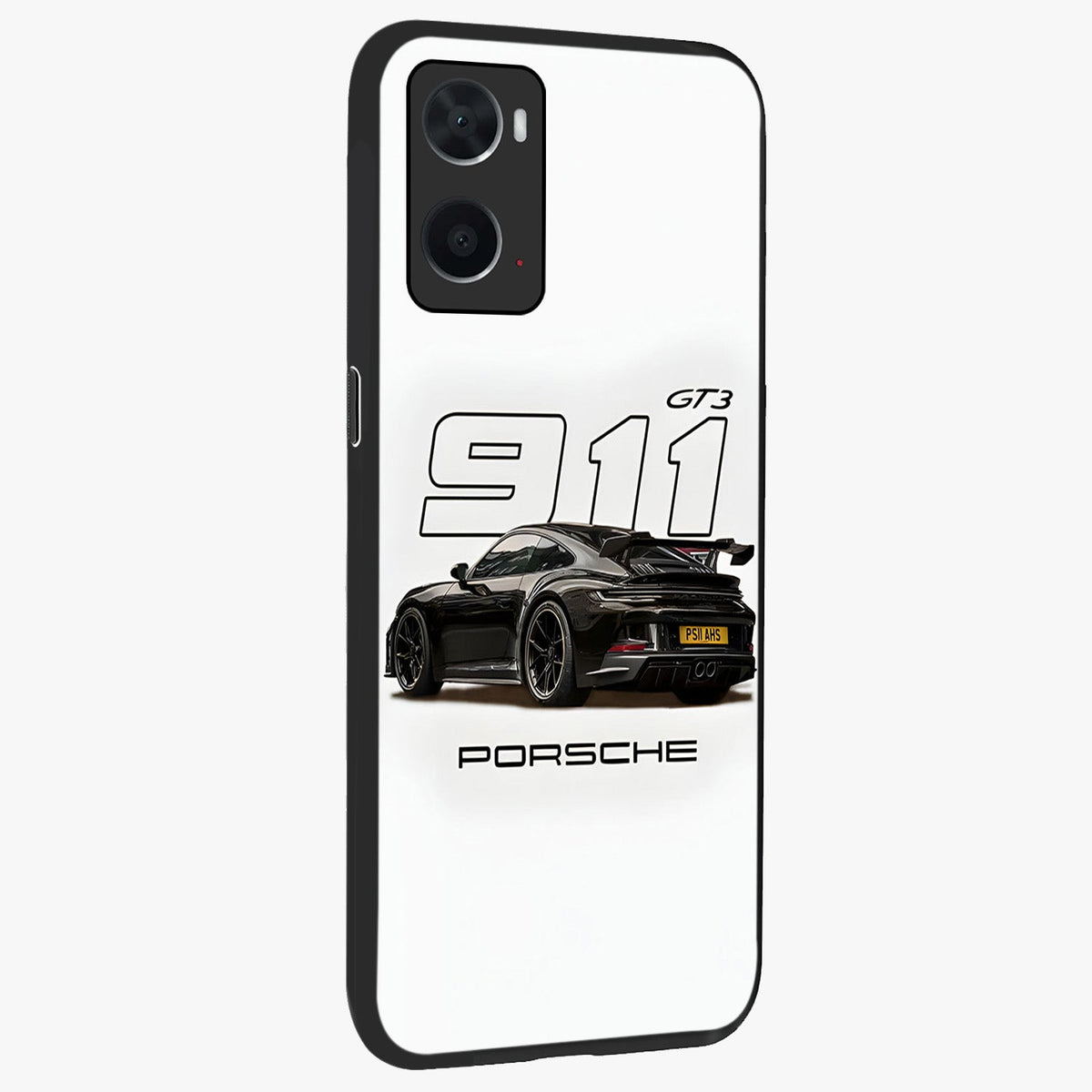 Turbo Legacy Icon Glass Case upright view showcasing bold racing inspired artwork with classic car theme.