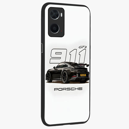 Turbo Legacy Icon Glass Case upright view showcasing bold racing inspired artwork with classic car theme.