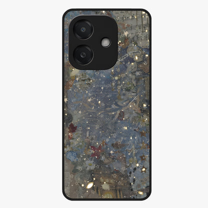 Aesthetic Astrolophia Glass Case showing flat back view with dreamy aesthetic design and glossy glass finish.