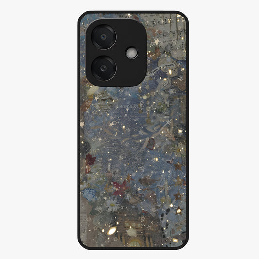 Aesthetic Astrolophia Glass Case showing flat back view with dreamy aesthetic design and glossy glass finish.