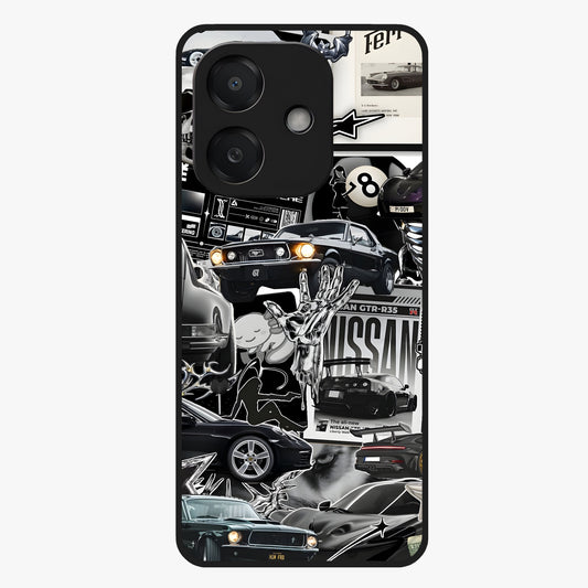 Aesthetic Dark Love Glass Case showing flat back view with dark romantic artwork and glossy glass finish.