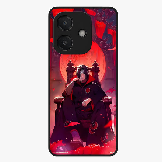 Blood Moon Sovereign Glass Case showing flat back view with mystical blood moon artwork and glossy glass finish.