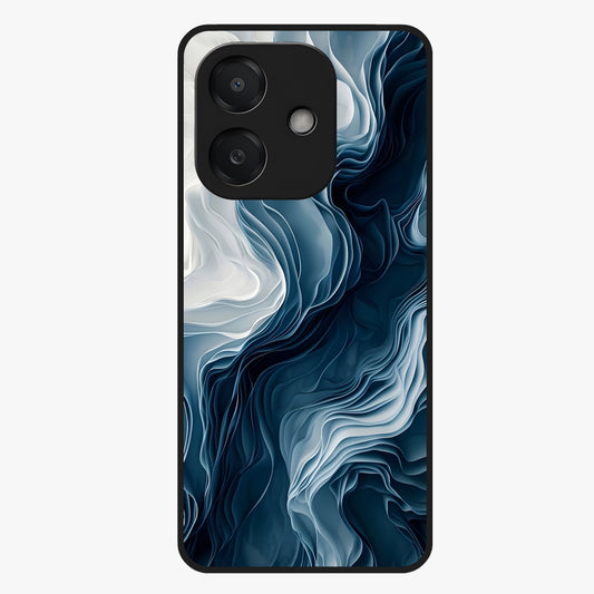 Ethereal Paper Marble Glass Case showing flat back view with soft marble paper texture artwork and glossy glass finish.