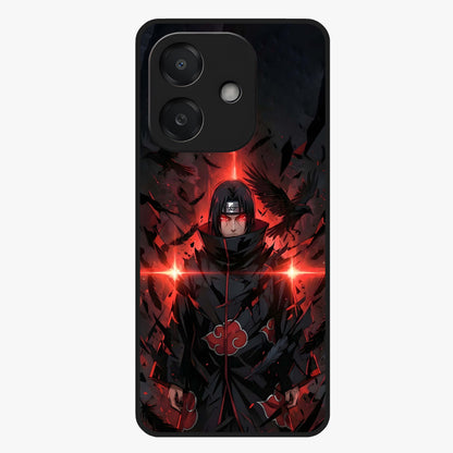 Focused Blade Discipline Glass Case showing flat back view with warrior sword themed artwork and glossy glass finish.
