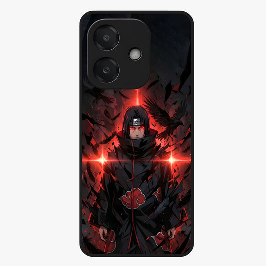 Focused Blade Discipline Glass Case showing flat back view with warrior sword themed artwork and glossy glass finish.