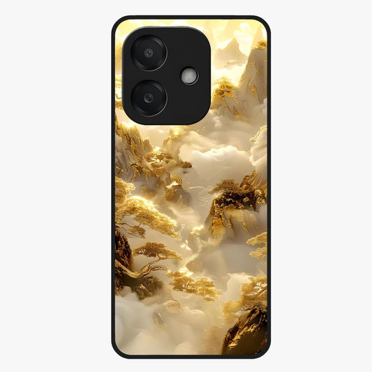 Gates Of Illumination Glass Case showing flat back view with mystical illuminated gate artwork and glossy glass finish.