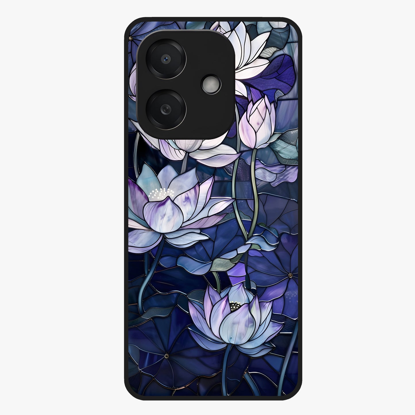 Gloss Petal Rush Glass Case showing flat back view with glossy flower petal artwork and smooth glass finish.