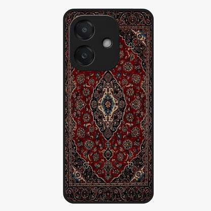 Heritage Carpet Royale Glass Case showing flat back view with ornate Persian carpet inspired pattern and glossy glass finish.