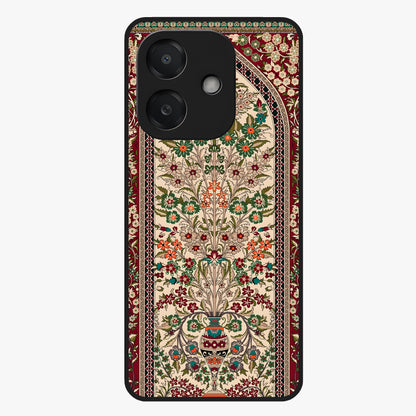 Persian Inspired Glass Case showing flat back view with ornate Persian style pattern artwork and glossy glass finish.