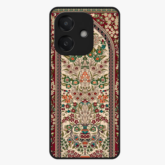 Persian Inspired Glass Case showing flat back view with ornate Persian style pattern artwork and glossy glass finish.