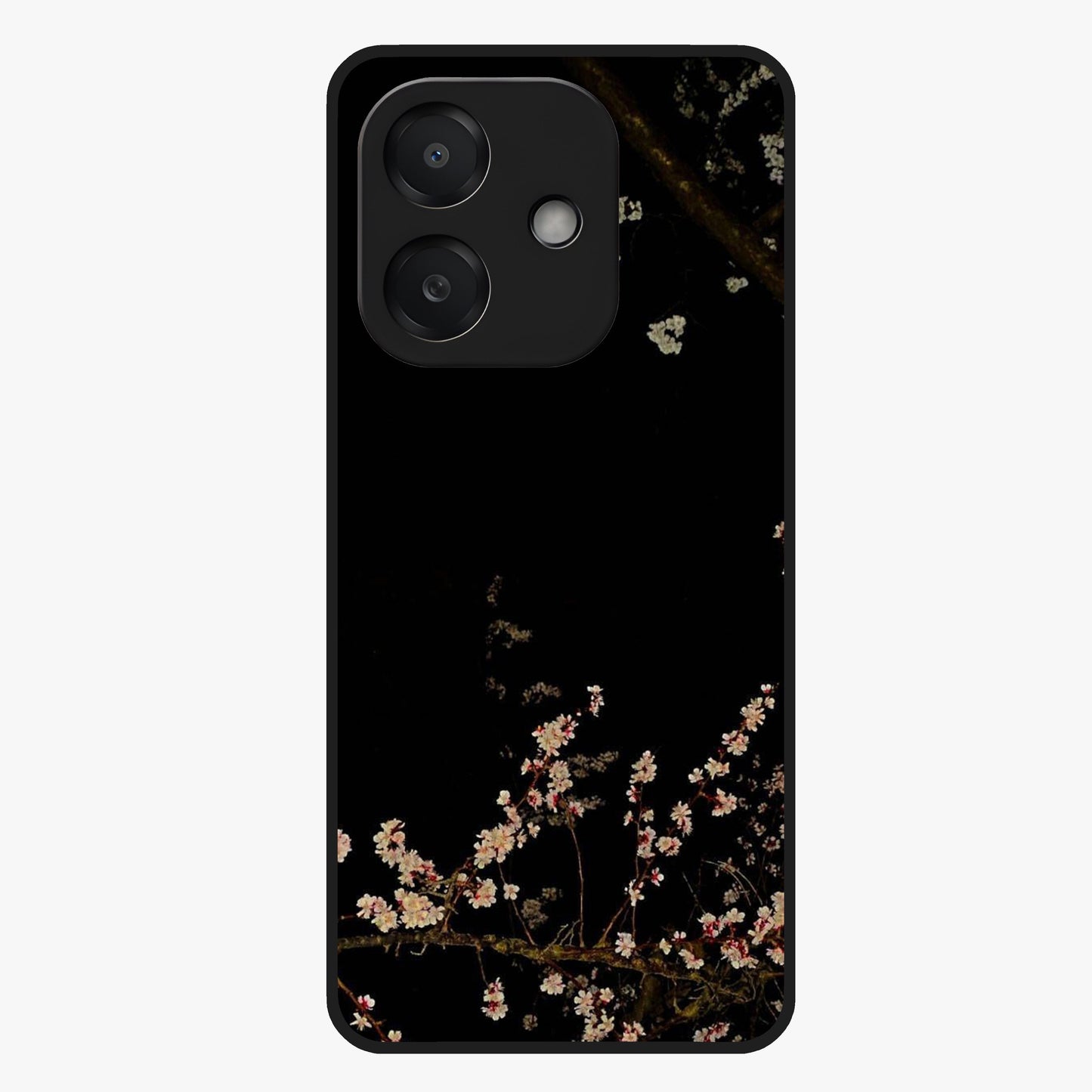 Petal Moon Light With Custom Name Glass Case showing flat back view with floral moonlight artwork and personalized name design.