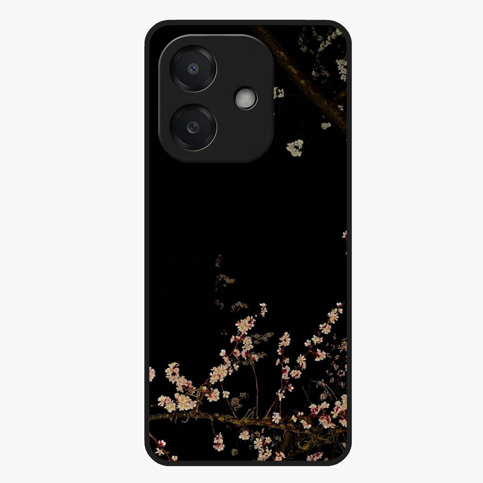 Petal Moon Light With Custom Name Glass Case showing flat back view with floral moonlight artwork and personalized name design.