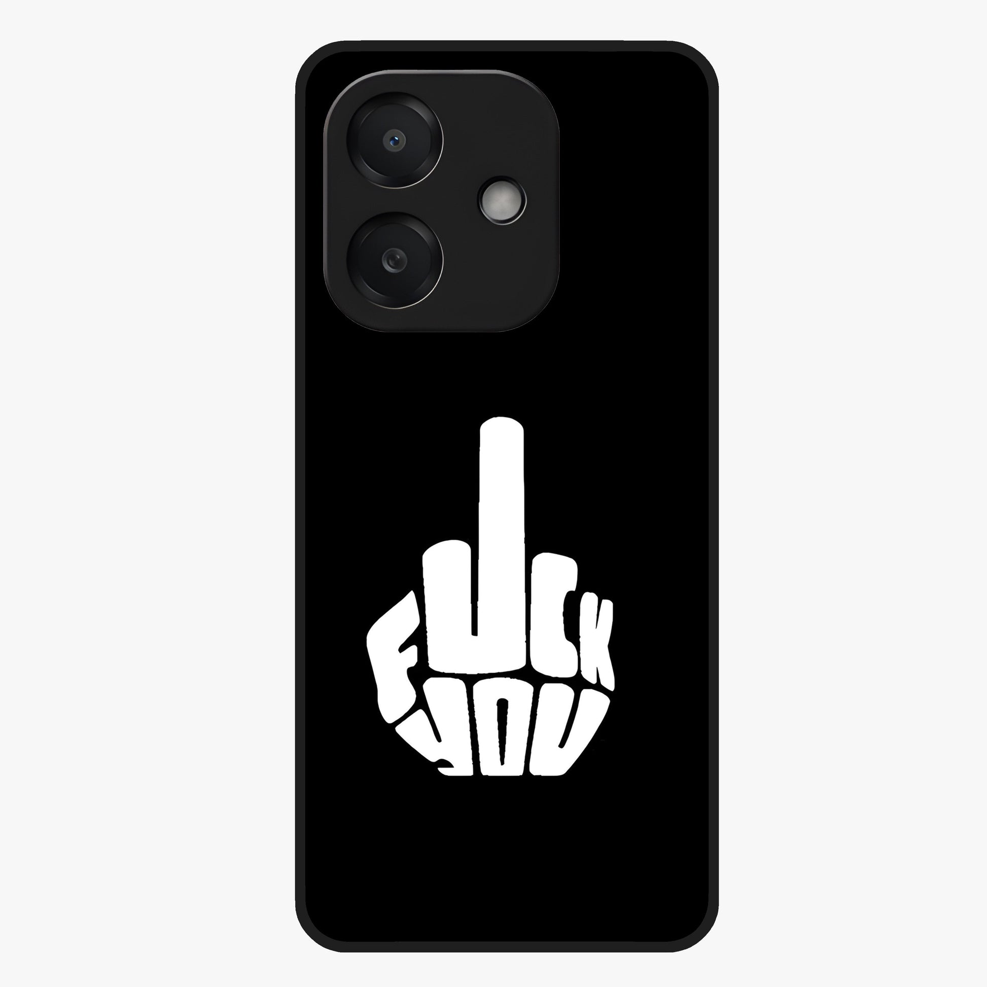 Rebel Mode On Glass Case showing flat back view with bold rebellious typography artwork and glossy glass finish.