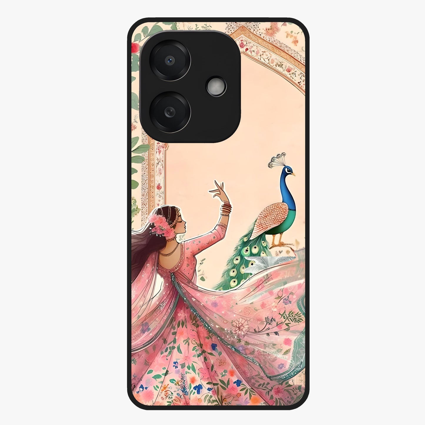 Royal Grace Muse Glass Case showing flat back view with elegant artistic artwork and glossy glass finish.