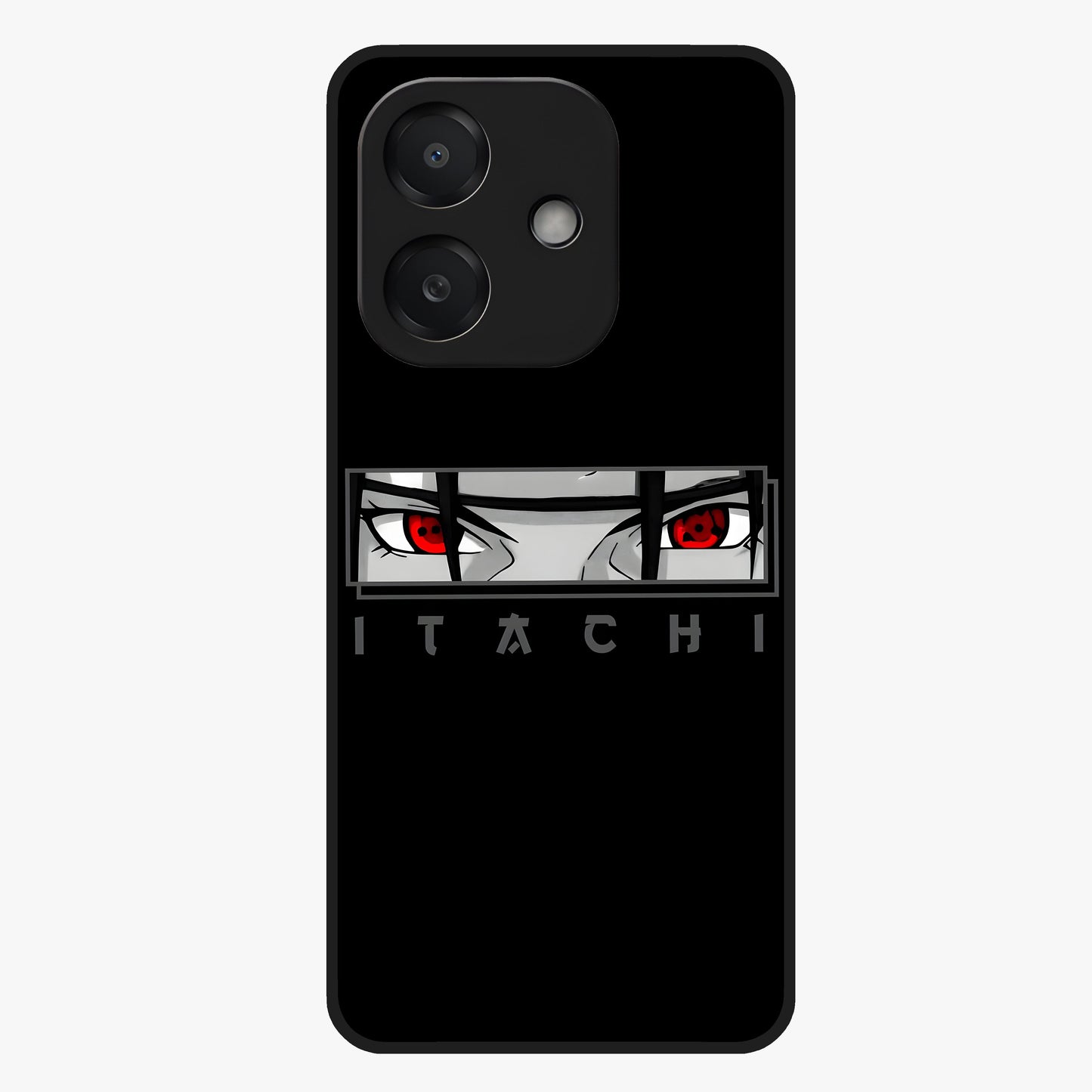 Scarlet Gaze Dominance Glass Case showing flat back view with striking red themed artwork and glossy glass finish.