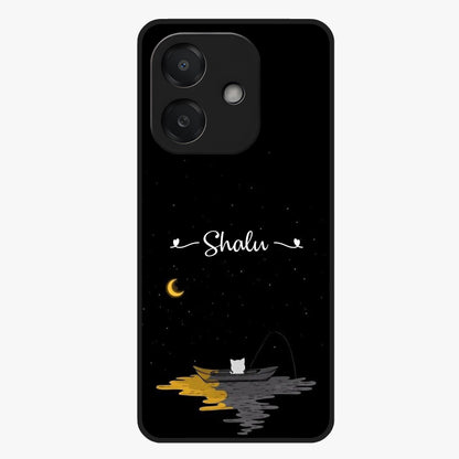 Silent Night Row Glass Case showing flat back view with calm night themed artwork and glossy glass finish.