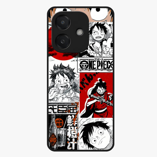 Strawhat Chaos Panels Glass Case showing flat back view with anime inspired chaos panel artwork and glossy glass finish.