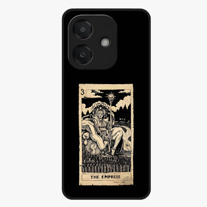 The Empress Glass Case showing flat back view with regal feminine artwork and glossy glass finish.
