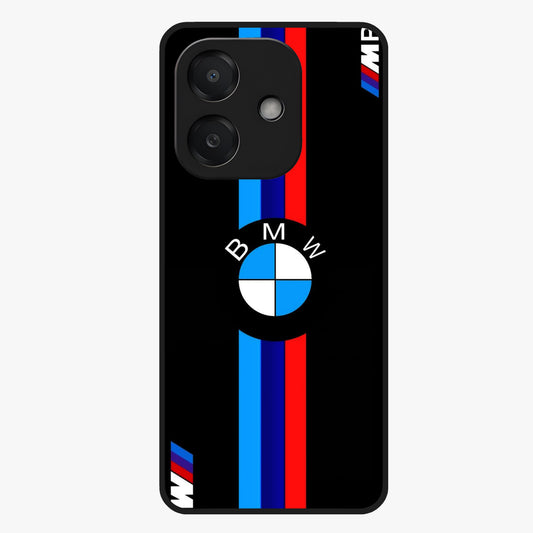 Turbo BMW Beast Glass Case showing flat back view with high performance sports car artwork and glossy glass finish.