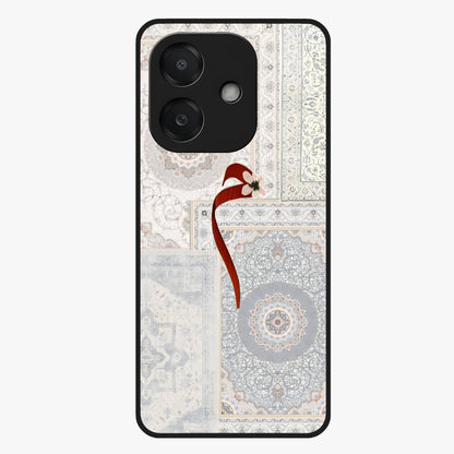 White Aesthetic Bow Glass Case showing flat back view with minimal bow artwork and glossy glass finish.