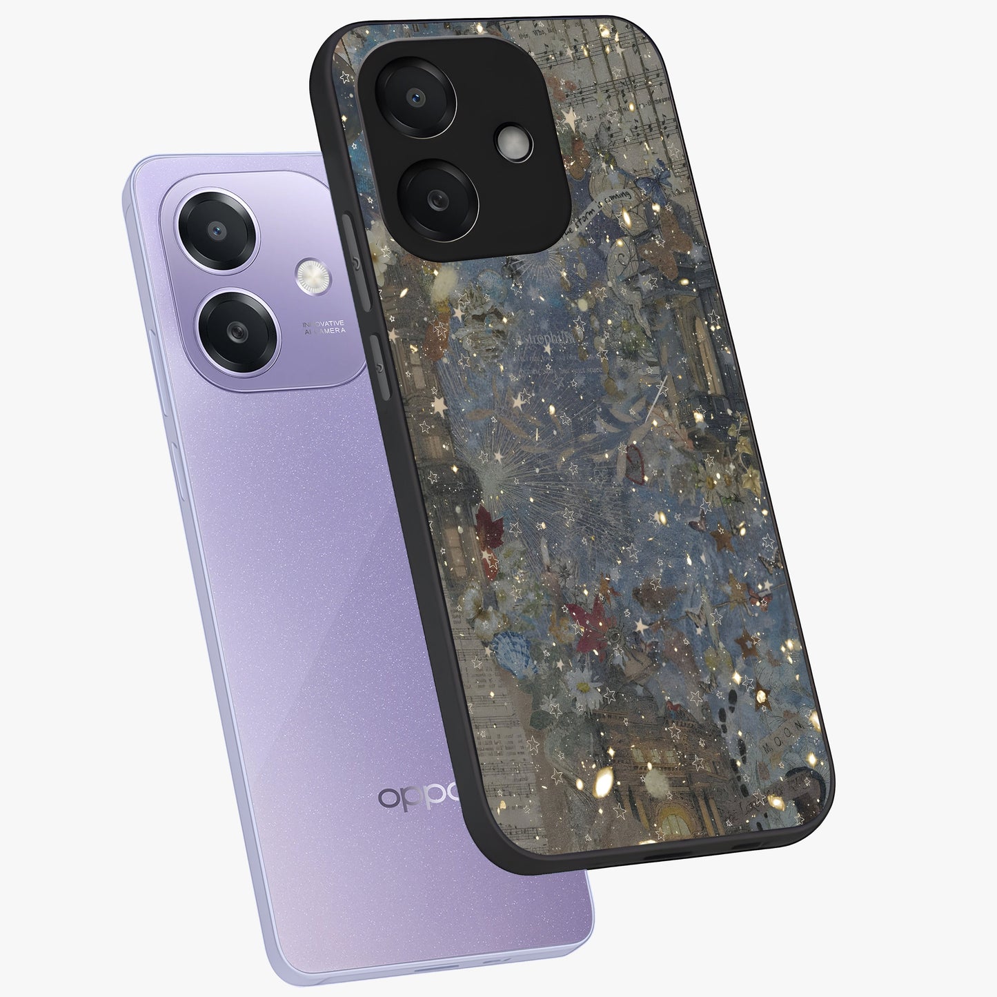 Aesthetic Astrolophia Glass Case displayed in angled mockup highlighting artistic aesthetic elements and smooth glass surface.