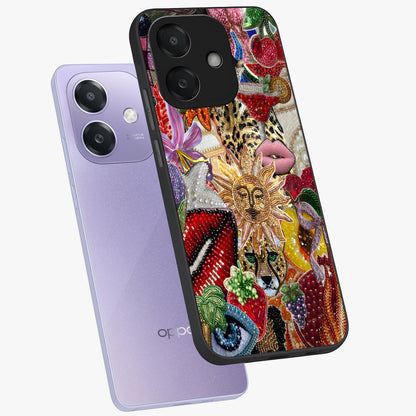 Beaded Fashion Jungle Glass Case displayed in angled mockup highlighting colorful fashion bead design and artistic pattern.