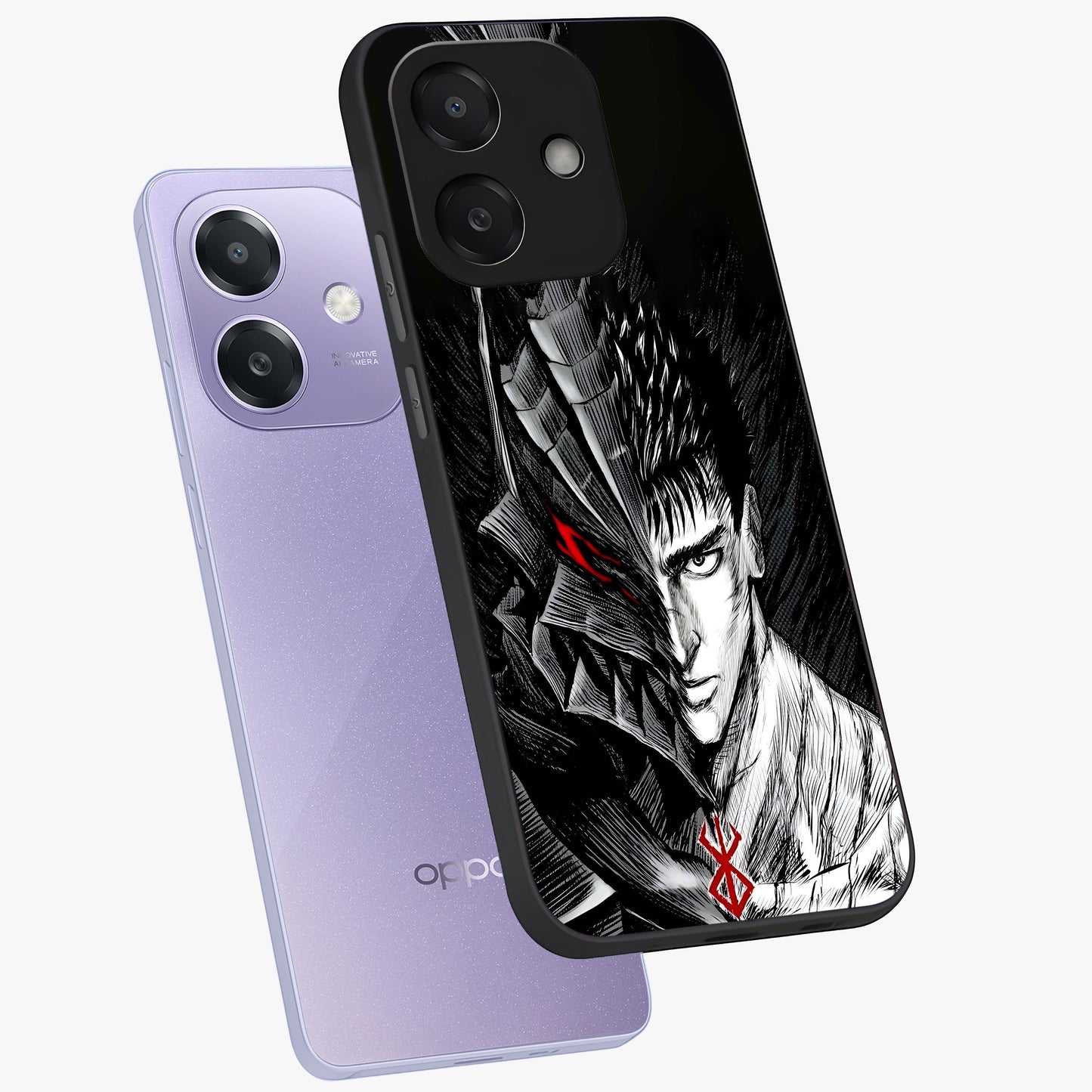 Berserker Blood Oath Glass Case displayed in angled mockup highlighting dark fantasy graphic design and powerful theme.