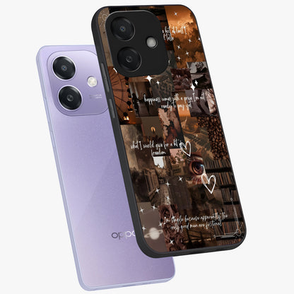 Bittersweet Aesthetic Chaos Glass Case displayed in angled mockup highlighting expressive abstract artwork and edgy aesthetic theme.