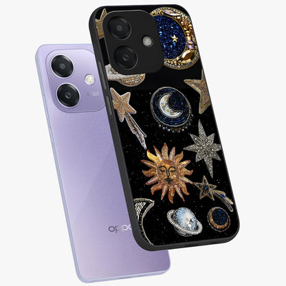 Celestial Gem Constellations Glass Case displayed in angled mockup highlighting gemstone inspired constellation design.